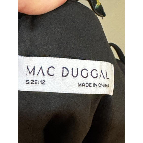 Mac Duggal 79379 Embroidered Illusion Puff Sleeve Column Gown Size 12 Floral - Picture 11 of 13